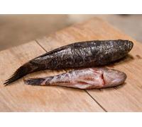 adrium Cuadro de madera 90 x 60 cm Closeup Fresh Died Fish for Cooking Food on Wooden Chop Board in The Kitchen, imagen sobre madera