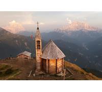 adrium Cuadro en lienzo de 120 x 80 cm: vista nocturna desde el monte Col Di Lana con capilla de Monte Pelmo y Monte Civetta, una de las mejores vistas italianas (46933307)