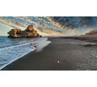 adrium Póster de 90 x 50 cm: playa de Penón del Cuervo al atardecer, provincia de Málaga, Andalucía, España, Europa