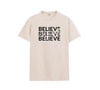 ADRO Camiseta estampada motivacional para hombre | Camiseta de ajuste regular | Tejido elástico de algodón y licra | Tallas S a 7XL | Gráfico Believe in Yourself, Beige, XX-Large