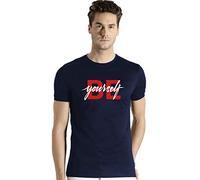 ADRO Camisetas estampadas Be Yourself para hombre, Azul marino, XX-Large