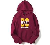 ADRO Sudadera con capucha estampada para hombre Do What You Want, Granate, 42