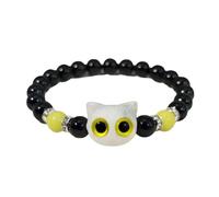 Adrosstoller Bonita pulsera de resina con cuentas luminosas, cómoda cadena de mano de gato, ideal para la vida cotidiana y citas, normal, No es una piedra preciosa
