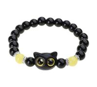 Adrosstoller Bonita pulsera de resina con cuentas luminosas, cómoda cadena de mano de gato, ideal para la vida cotidiana y citas, normal, No es una piedra preciosa