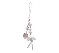 Adrosstoller Colgante de cuentas de flor de melocotón, cuerda para teléfono, llavero, accesorio de regalo para mujeres, llaveros para mujer, sección 1, como se describe, as described
