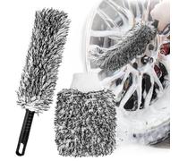 AdrreyuFny Cepillo Llantas Coche Flexible o Manopla Limpieza Coche Kit para Limpiar Profunda y Eficazmente la Llantas Sin Arañazos - Negro