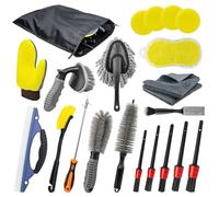 AdrreyuFny Kit Limpieza Coche, 21 Piezas Cepillo Limpieza Coche Kit de Limpieza Coche para Interior y Exterior Productos de Limpieza para Coche Kit Limpieza para Coche