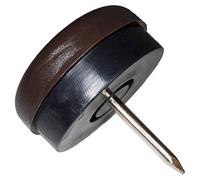 Adsamm® / 100 x Deslizante de plástico con clavo y goma / Ø 25 mm / marrón / redondas / Patas de muebles con clavo y goma de la máxima calidad de Adsamm®