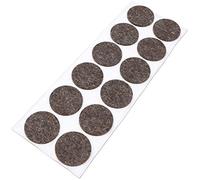 Adsamm® / 12 x almohadillas de fieltro de lana genuino / Ø 34 mm / marrón / redondo / Protectores de suelo para patas de mueble / auto-adhesivos / con grosor de 3 mm