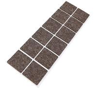 Adsamm® / 12 x almohadillas de fieltro de lana genuino / 40x40 mm / marrón / cuadrado / Protectores de suelo para patas de mueble / auto-adhesivos / con grosor de 3 mm