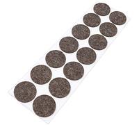 Adsamm® / 14 x almohadillas de fieltro de lana genuino / Ø 32 mm / marrón / redondo / Protectores de suelo para patas de mueble / auto-adhesivos / con grosor de 3 mm