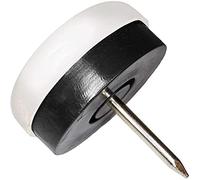 Adsamm® / 4 x Deslizante de plástico con clavo y goma / Ø 25 mm / blanco / redondas / Patas de muebles con clavo y goma de la máxima calidad de Adsamm®