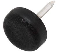 Adsamm PG-N-BL-15-16 16 Deslizadores de plástico con Clavo, Negro, Ø 15 mm