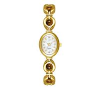 ADSBIAOYE Elegant Pearl - Reloj de vestir para mujer, esfera ovalada, impermeable, regalo, Dorado marrón, Moda