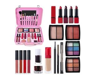 Adsfvs Kits de maquillaje para niñas, maquillaje para mujeres kit completo - Conjunto cosmético de gran capacidad con kit de maquillaje de casos reutilizables,Accesorios de disfraces con paletas de
