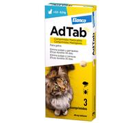 AdTab - Tableta masticable contra pulgas y garrapatas para gatos de 2 a 8 kg - Cantidad: 3 tabletas