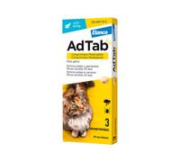 AdTab - Tableta masticable contra pulgas y garrapatas para gatos de 2 a 8 kg - Cantidad: 3 tabletas