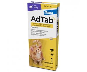 AdTab - Tableta masticable contra pulgas y garrapatas para gatos de 0,5 a 2 kg - Cantidad: 1 tableta