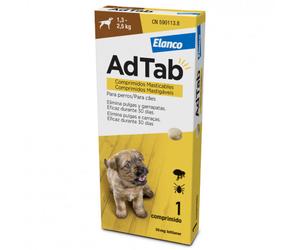 AdTab - Tableta masticable contra pulgas y garrapatas para perros de 1,3 a 2,5 kg - Cantidad: 1 tableta