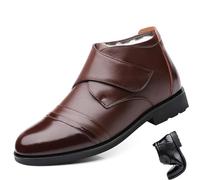 ADTEMP Botas de negocios de nieve con forro de piel sintética cálida for hombre, zapatos de cuero de invierno, zapatos for caminar al aire libre for hombres (Color : Brown, Size : 44 EU)
