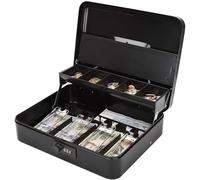 ADTUIUG Caja registradora de supermercado, Caja de Dinero Metal, Cerradura Segura Grande, Organizador Ahorro, Efectivo con combinación(Noir)