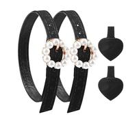 ADTUIUG Correas para zapatos de tacón alto, Correas de zapatos antisueltas perlas Hebilla caída del talón con cordones(Velvet Black)
