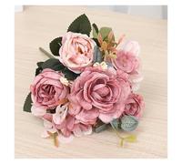 ADTUIUG Flores Artificiales de plástico, Flores Artificiales de otoño, Ramo Novia Rosas Seda Retro, Hortensia, peonía Falsa(Cameo Brown)