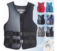 Adult Adjustable Float Jacket Neoprene High Buoyancy Swimming Diving Rafting Water Sports Boating Fishing Surfing Kayaking Canoeing Outdoor Safety Gear Flotation Aid Vest(Black B,M)