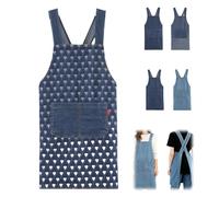 Adult Apron - Lightweight Cotton Apron with Front Pocket,Cross Back Aprons for Women Men,Durable Jean Kitchen Aprons (Love)