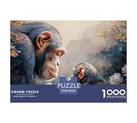 Adult Chimpanzee and Baby 1000 Pcs Premium-Karton Puzzle Monkey Lebendige Bilder Familienspiel Puzzles Als Geburtstagsgeschenke 38x26cm/1000pcs