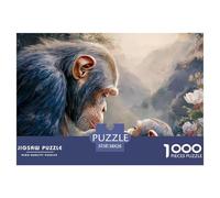 Adult Chimpanzee and Baby 1000 Stück Premium-Karton Puzzle Chimpanzee Lebendige Bilder Familienspiel Puzzles Für Erwachsene Und Kinder 38x26cm/1000pcs