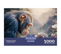 Adult Chimpanzee and Baby 1000 Stück Stabiler Karton Puzzle Chimpanzee Stressabbau Kreatives Spiel Puzzles Als Wohnaccessoires 52x38cm/1000pcs