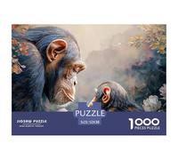 Adult Chimpanzee and Baby 1000 Stück Stabiler Karton Puzzle Monkey Lebendige Bilder Kreatives Spiel Puzzles Als Wohnaccessoires 52x38cm/1000pcs