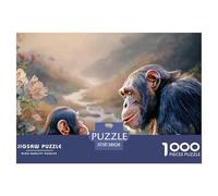 Adult Chimpanzee with Its Baby 1000 Stück Ökopapier Puzzle Monkey Lebendige Bilder Familienspiel Puzzles Für Erwachsene Und Kinder 38x26cm/1000pcs