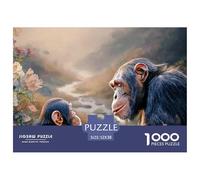 Adult Chimpanzee with Its Baby 1000 Stück Stabiler Karton Puzzle Monkey Lebendige Bilder Kreatives Spiel Puzzles Als Geburtstagsgeschenke 52x38cm/1000pcs