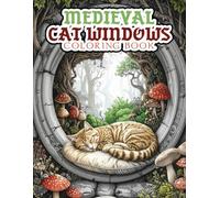 Adult Coloring Book for Cat Lovers: Coloring Book featuring Sleeping Cats & Medieval Windows | 8.5x11 Inches, 80 pages | 40 Coloring Pages perfect for Relaxation and Creative Stress Relief