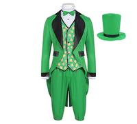 Adult Costume, Costume Suit, Adult Green Costume, Leprechaun Party Costume, Green Irish Adult Leprechaun Costume with Accessories for Stage Shows, Birthday Parties, and Celebrations