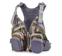 Adult Fishing Kayaking Jacket, Multifunctional Vest with Backpack Design, Multiple Pockets Lightweight Breathable Swim Gear for Summer Boating Kayaking Water Sports Activities(Green)