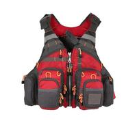 Adult Fly Fishing Kayaking Vest Multi Pockets Adjustable Buoyancy Aid Swimming Flotation Water Sports Boating Surfing Canoeing Rafting Outdoor Safety Gear High Buoyancy Vest(Red)