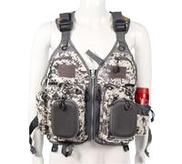 Adult Fly Fishing Swimming Vest, Safety Swim Vest for Boating Kayaking Sailing Floating Water Sports, Breathable Backpack Style with Adjustable Straps for Men Women(White Camouflage,with Foam)