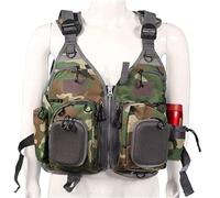 Adult Fly Fishing Swimming Vest, Safety Swim Vest for Boating Kayaking Sailing Floating Water Sports, Breathable Backpack Style with Adjustable Straps for Men Women(Camouflage,Without Foam)