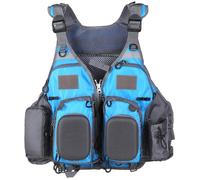 Adult Fly Fishing Swimming Vest, Safety Swim Vest for Boating Kayaking Sailing Floating Water Sports, Breathable Backpack Style with Adjustable Straps for Men Women(Blue and Gray,Without Foam)
