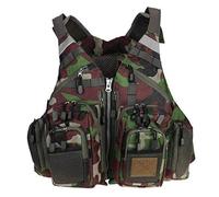 Adult Fly Fishing Swimming Vest, Safety Swim Vest for Boating Kayaking Sailing Floating Water Sports, Breathable Backpack Style with Adjustable Straps for Men Women(Grass Camouflage,with Foam)