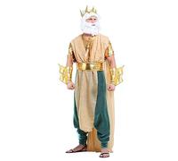 Adult Golden Poseidon Fancy Dress Costume Mens, Greek Mythology Olympian God King of The Sea Halloween Outfit X-Large