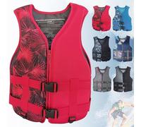 Adult High Buoyancy Kayaking Vest Adjustable Safety Buckle Boat Pool Beach Water Sports Swimming Fishing Surfing Canoeing Rafting Outdoor Safety Gear Neoprene Flotation Aid(Red,XL)