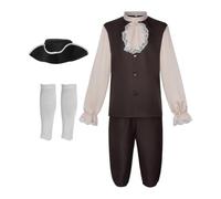 Adult Historical Costumes | Colonial-era Men Uniform With Socks And Hat S | Colonial-era Men's Clothing Historical Cosplay Party Men Clothes For Carnival Theatrical Stage Performance Patriotic Schools