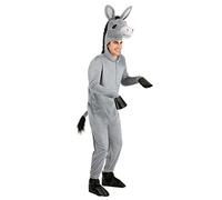 Adult Hooded Donkey Fancy Dress Costume Mens, Gray Animal Jumpsuit Halloween Outfit Small