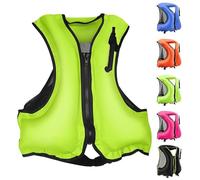 Adult Inflatable Float Jacket Portable Lightweight Surfing Kayaking Water Sports Swimming Boating Fishing Canoeing Rafting Outdoor Safety Gear High Buoyancy Flotation Aid Vest(Green,Large-X-Large)