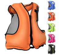 Adult Inflatable Float Jacket Portable Lightweight Surfing Kayaking Water Sports Swimming Boating Fishing Canoeing Rafting Outdoor Safety Gear High Buoyancy Flotation Aid Vest(Orange,Large-X-Large)