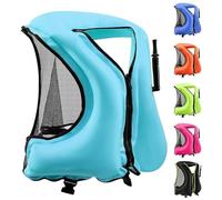 Adult Inflatable Float Jacket Portable Lightweight Surfing Kayaking Water Sports Swimming Boating Fishing Canoeing Rafting Outdoor Safety Gear High Buoyancy Flotation Aid Vest(Blue,Large-X-Large)